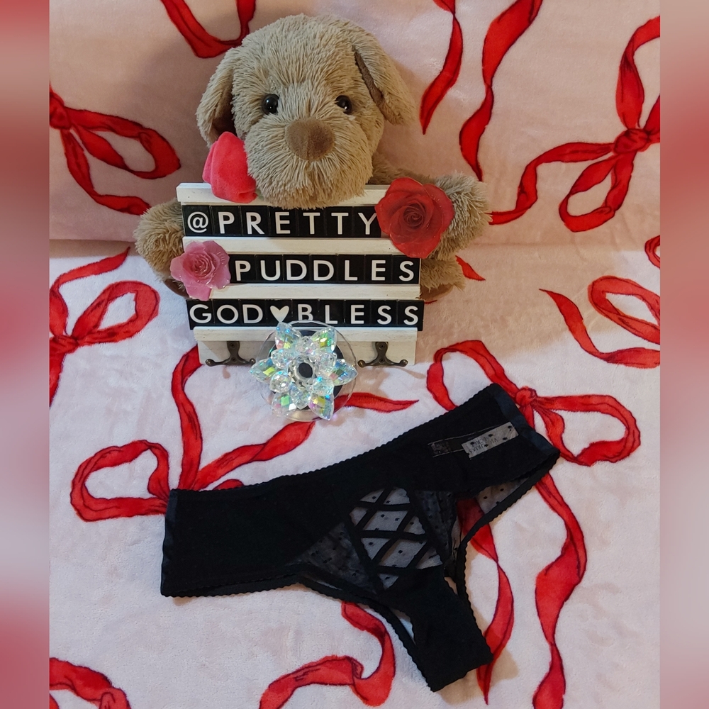 🎀 VS Very Sexy Bow-Back Open Lace-Up & Polka-Dot Mesh Cheeky Panty 🎀